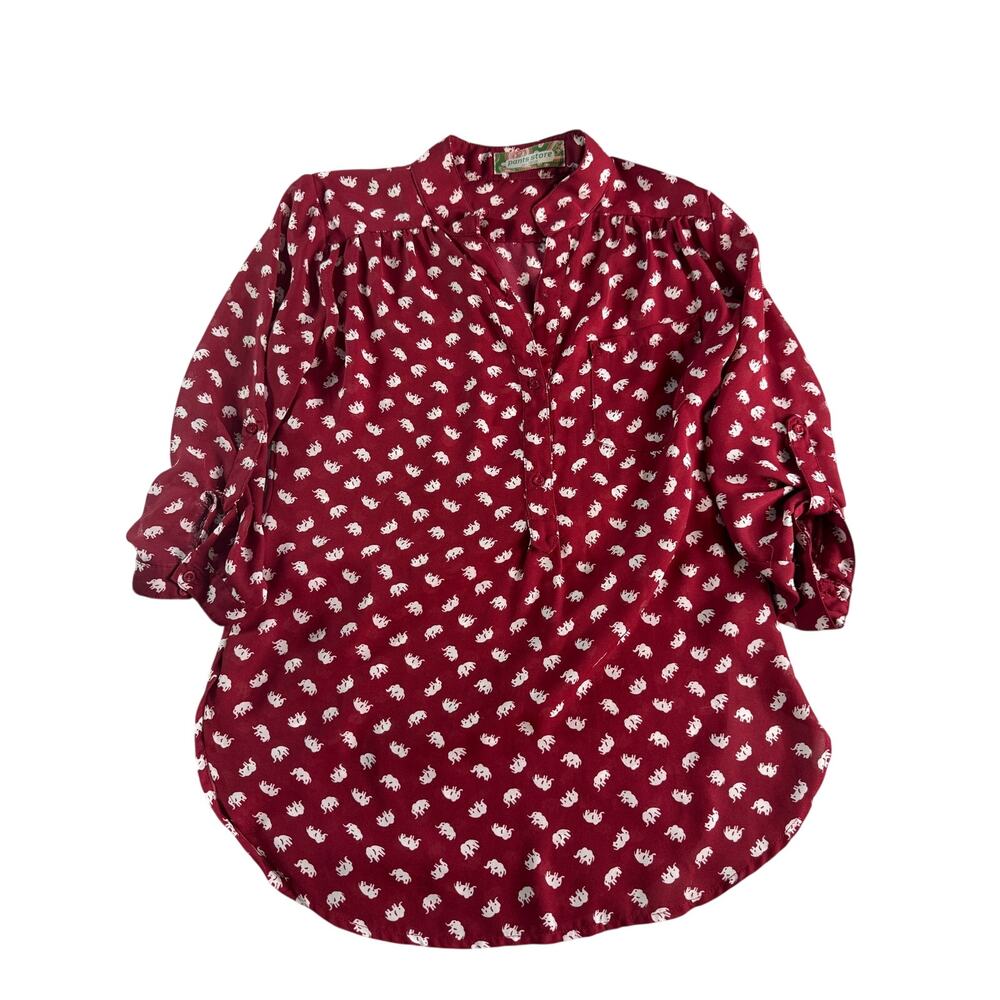 Pants Store Small Crimson Elephant Blouse Alabama Game Day Roll Tide Button Up